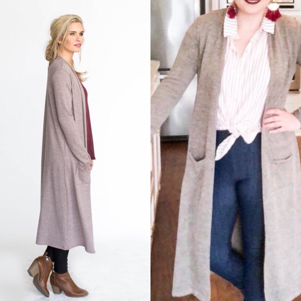AGNES & DORA Duster Cardigan Dark Mauve